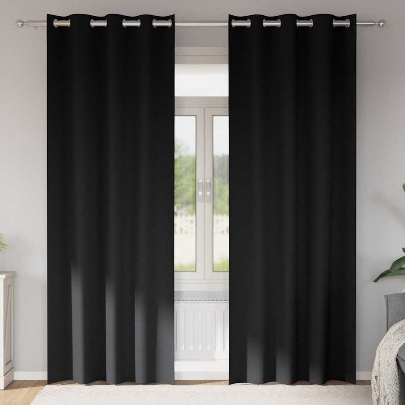 vidaXL Curtains with Curtains 2 pcs Black Polyester