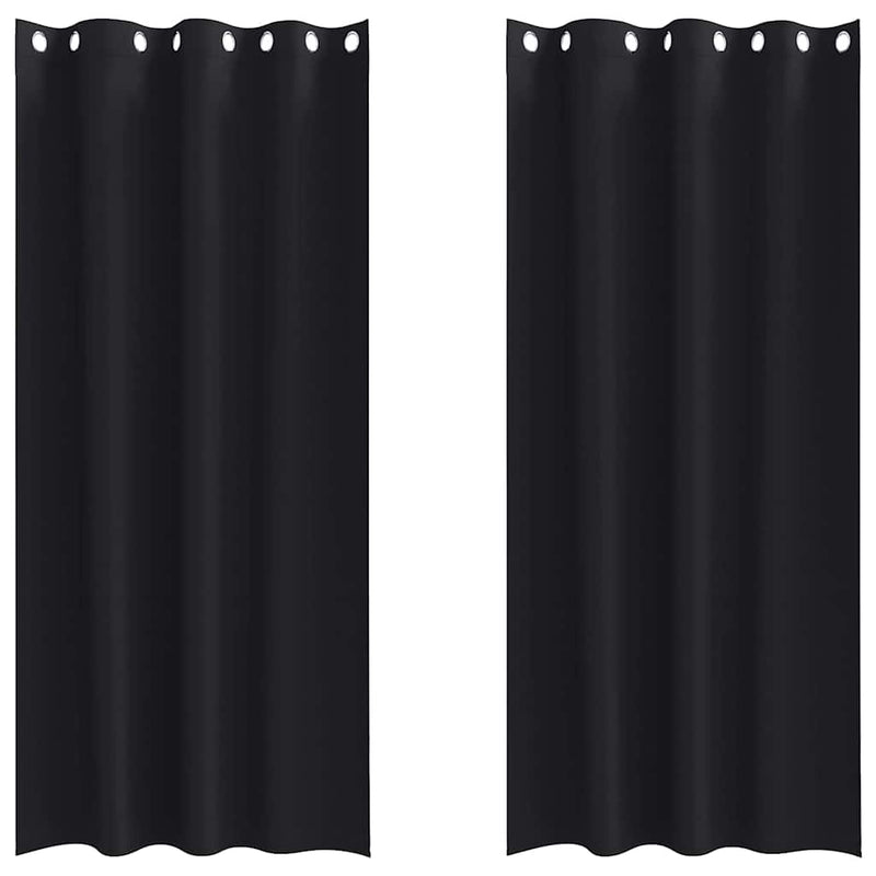vidaXL Blackout Curtains with Rings 2 pcs Black 245 x 140 cm Polyester
