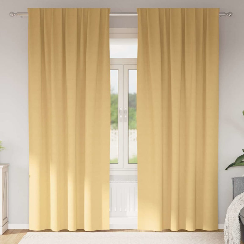 vidaXL Curtains with Curtains 2 pcs Beige Polyester