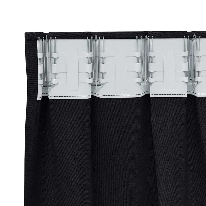 vidaXL Curtains with Curtains 2 pcs Black Polyester