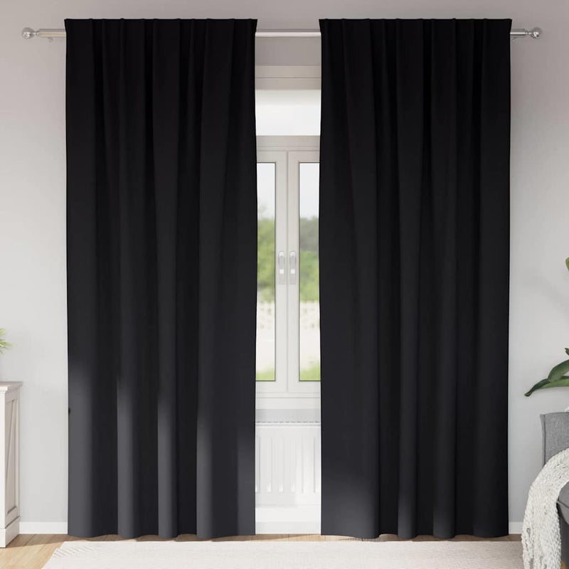 vidaXL Curtains with Curtains 2 pcs Black Polyester