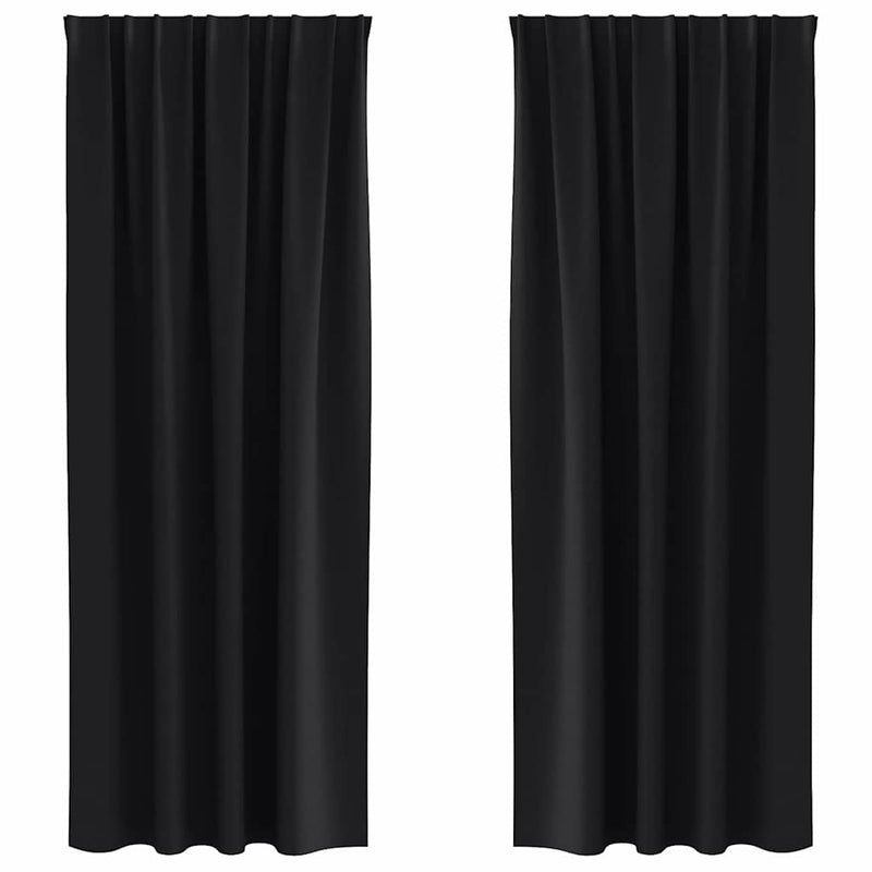 vidaXL Curtains with Curtains 2 pcs Black Polyester