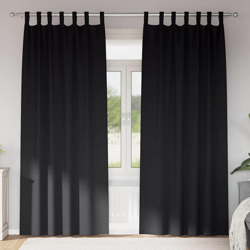 vidaXL Curtains with Curtains 2 pcs Black Polyester