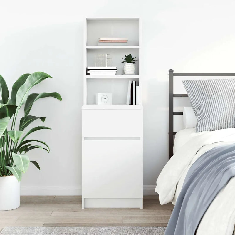 Bedside Cabinet White 39x35x125 cm Engineered Wood