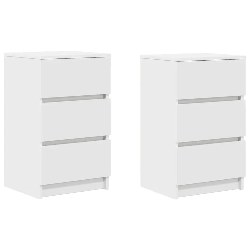 Bedside Cabinets with 3 Drawers 2 pcs White 39x35x65 cm