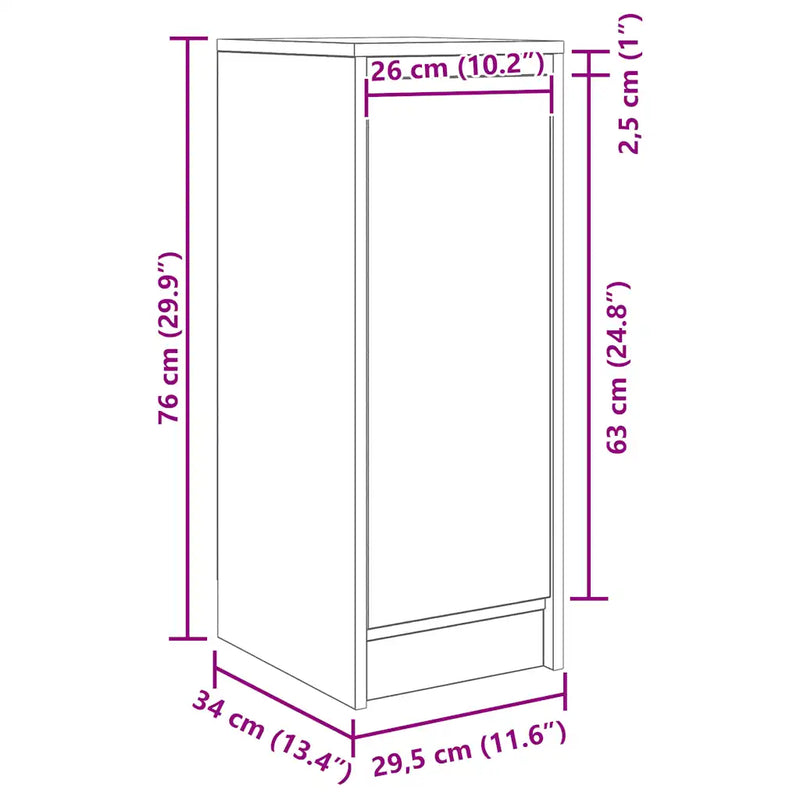 Sideboard White 29.5x34x76 cm Engineered Wood