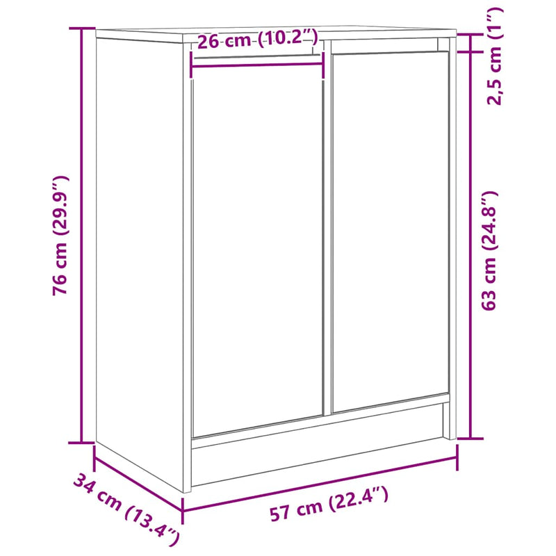 Sideboard White 57x34x76 cm Engineered Wood