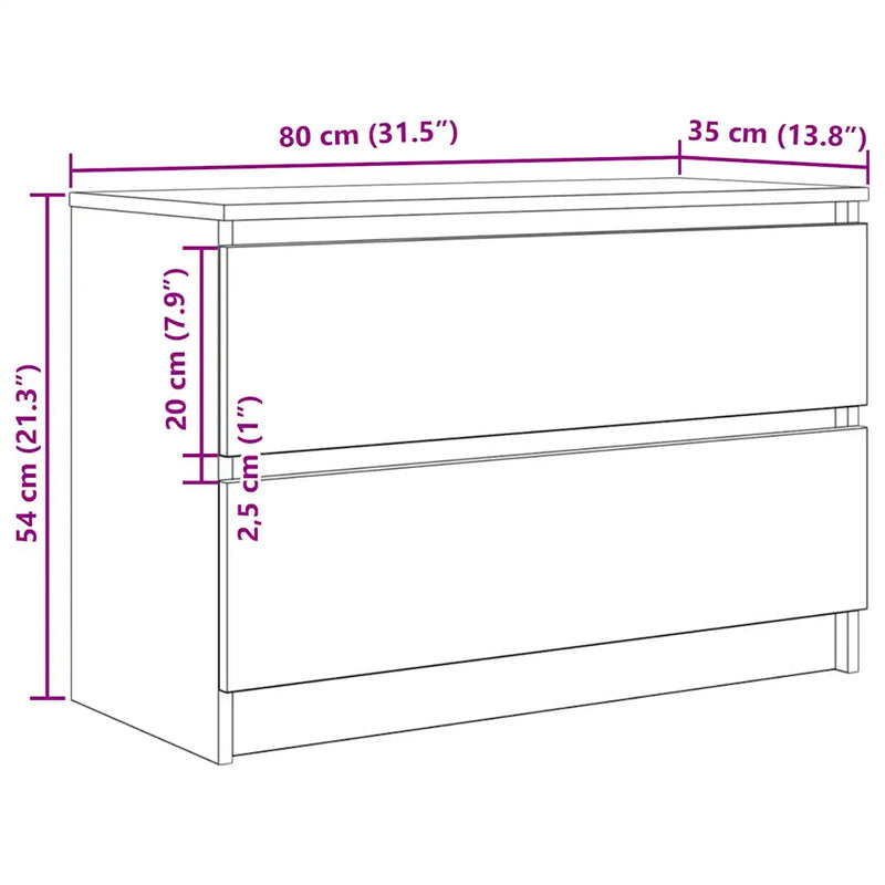 TV Cabinet White 80x35x54 cm Engineered Wood