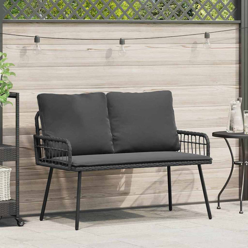 vidaXL Garden Bench with Cushion Anthracite 114 x 64 x 90cm Steel