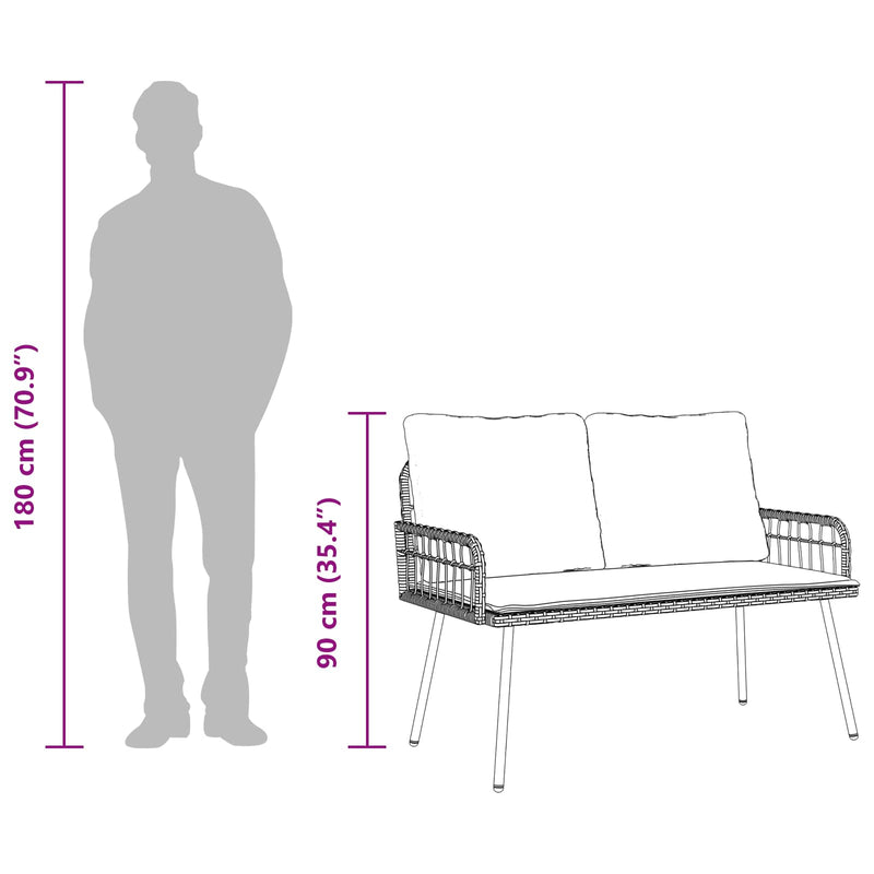 vidaXL Garden Bench with Cushion Anthracite 114 x 64 x 90cm Steel