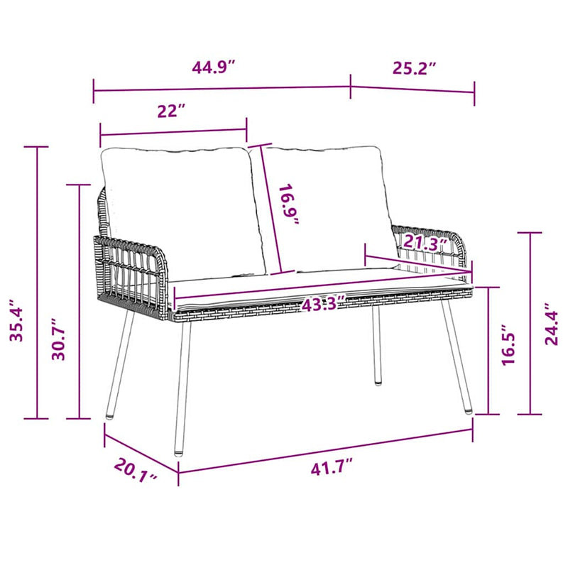 vidaXL Garden Bench with Cushion Anthracite 114 x 64 x 90cm Steel