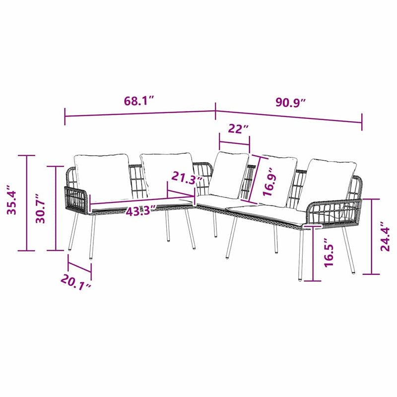 vidaXL Sofa with Cushion Grey 61.5 x 123 x 82cm Metal