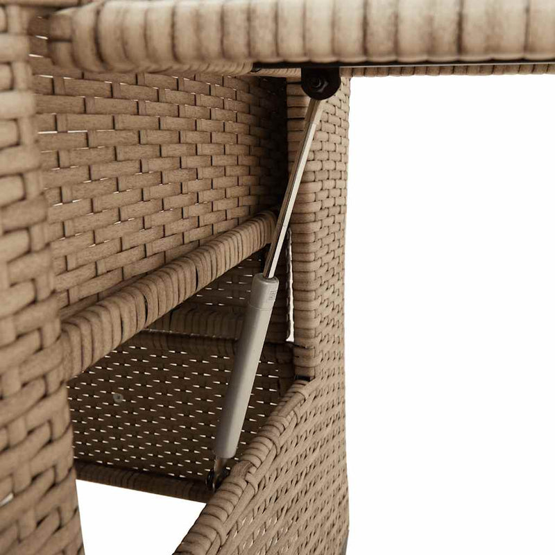 vidaXL Reclining Garden Chair with Side Table Beige Poly Rattan