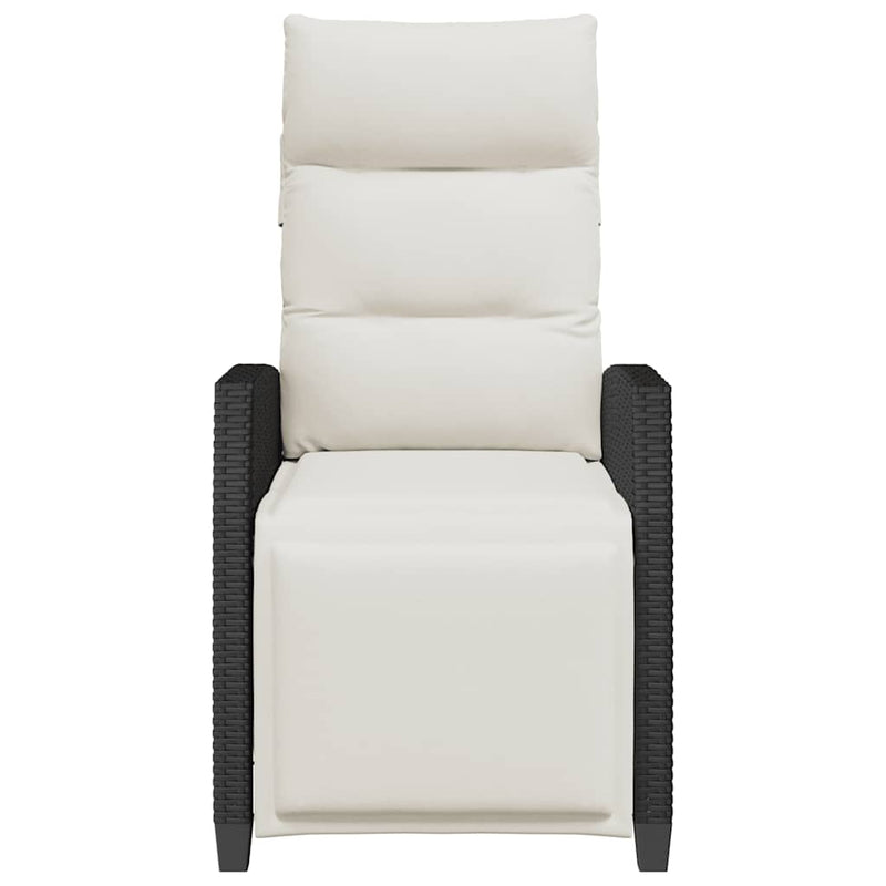 vidaXL Reclining Garden Chair with Side Table Black Poly Rattan