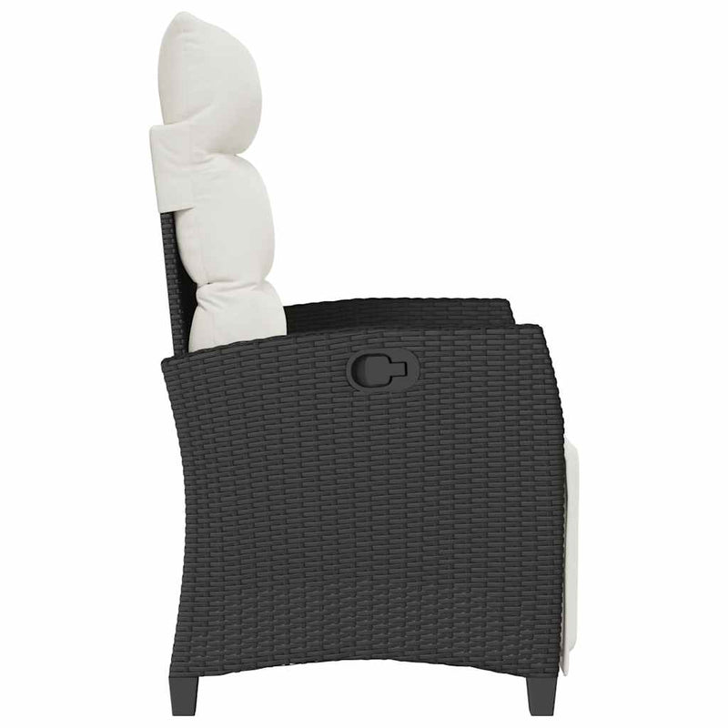 vidaXL Reclining Garden Chair with Side Table Black Poly Rattan