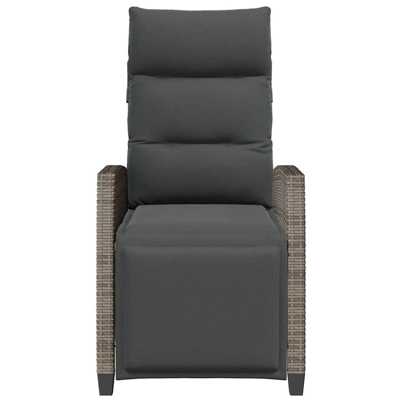 vidaXL Reclining Garden Chair with Side Table Grey Poly Rattan