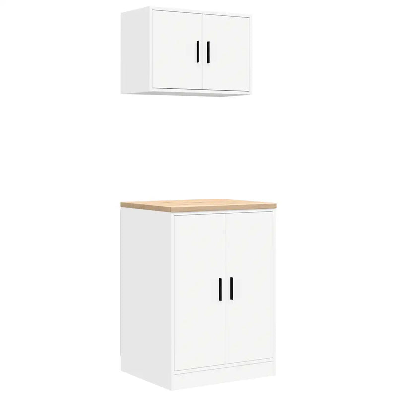 Garage Cabinets 2 pcs White Engineered Wood