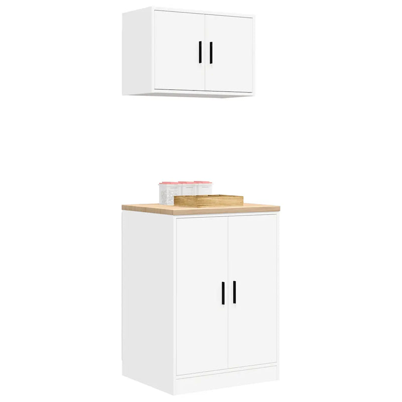 Garage Cabinets 2 pcs White Engineered Wood