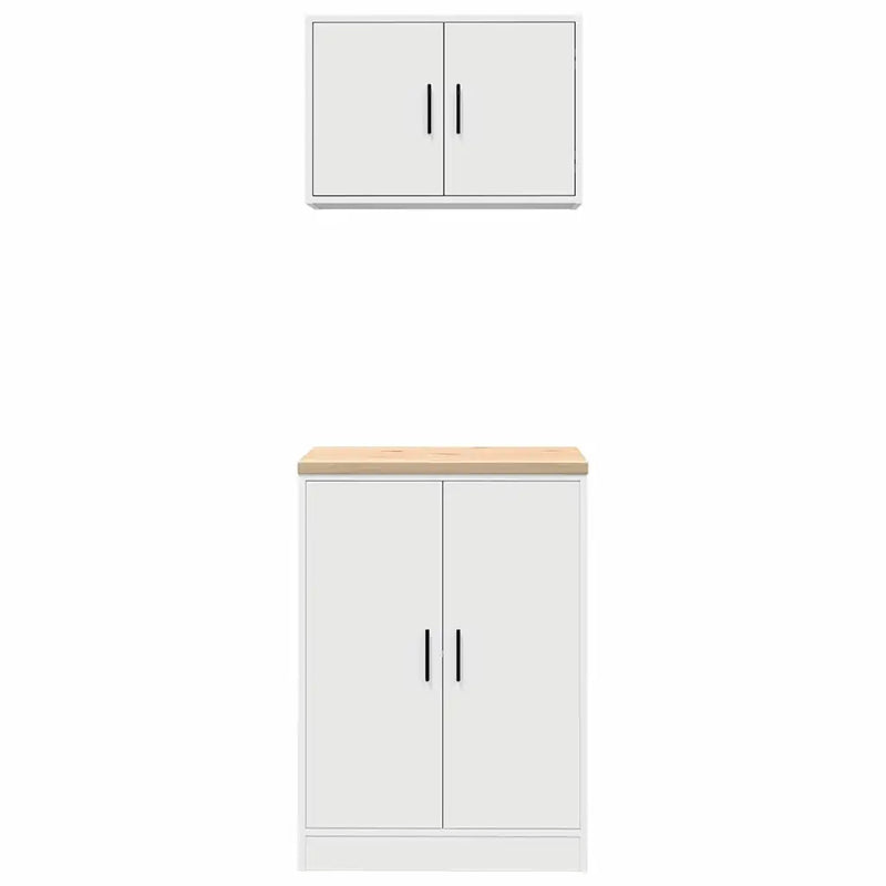 Garage Cabinets 2 pcs White Engineered Wood