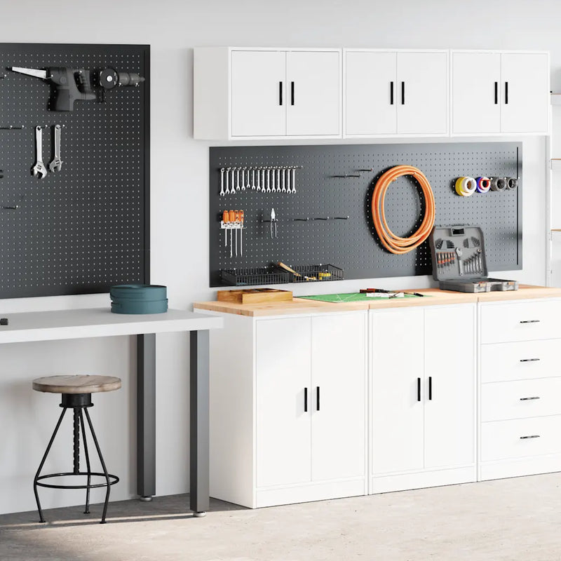 Garage Cabinets 2 pcs White Engineered Wood