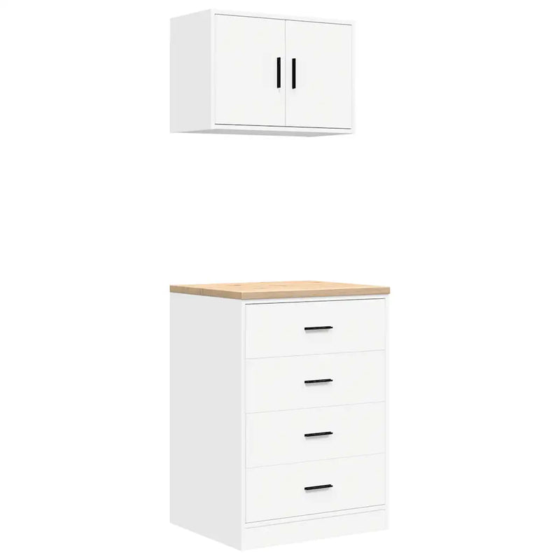 Garage Cabinets 2 pcs White Engineered Wood