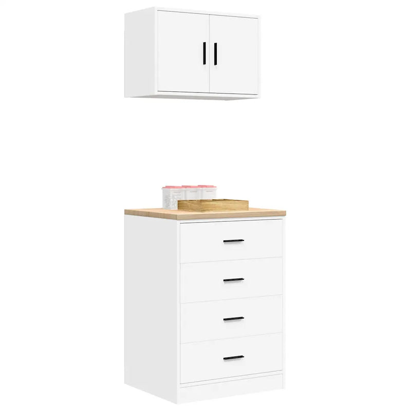 Garage Cabinets 2 pcs White Engineered Wood