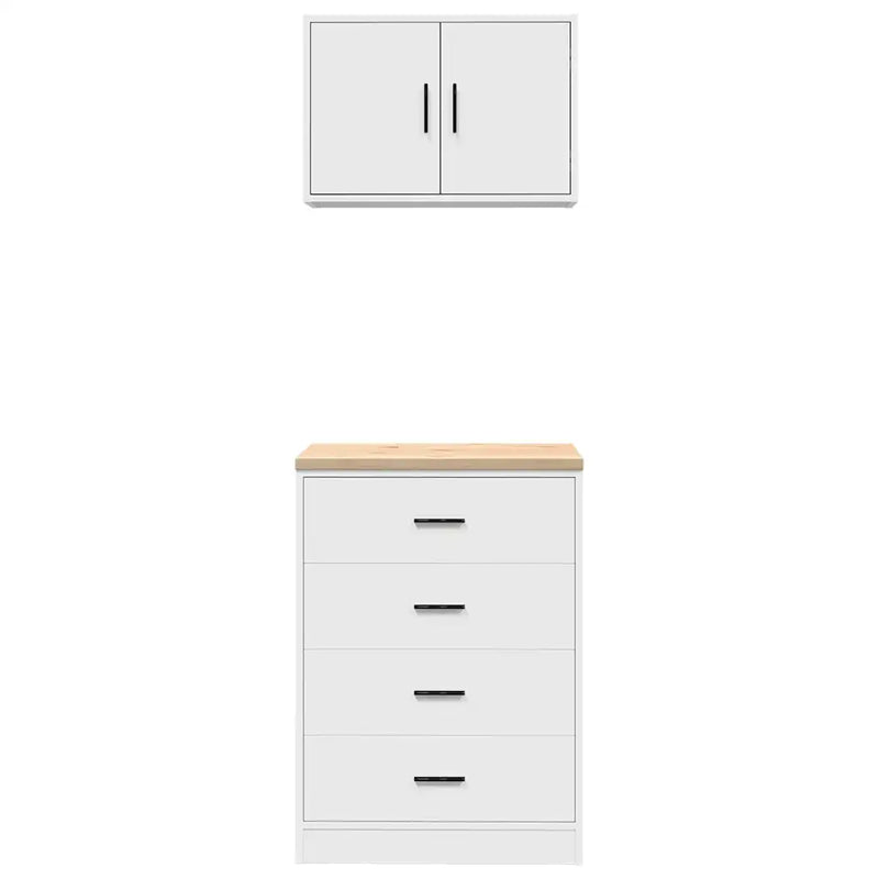Garage Cabinets 2 pcs White Engineered Wood