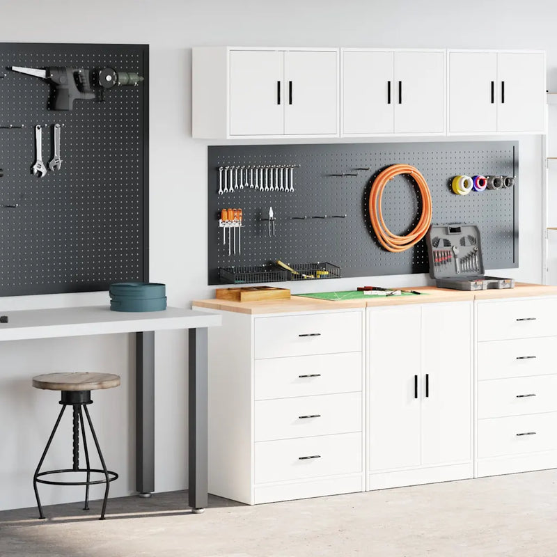 Garage Cabinets 2 pcs White Engineered Wood