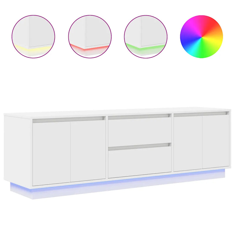 TV Cabinet with LED Lights White 160.5x41x50 cm
