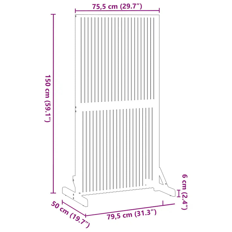Privacy Screen Brown 79.5 x 50 x 150 cm Solid Acacia wood