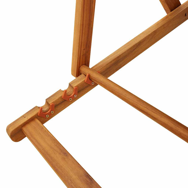 vidaXL Folding Beach Chair with Armrests Light Grey Acacia Wood & Textilene