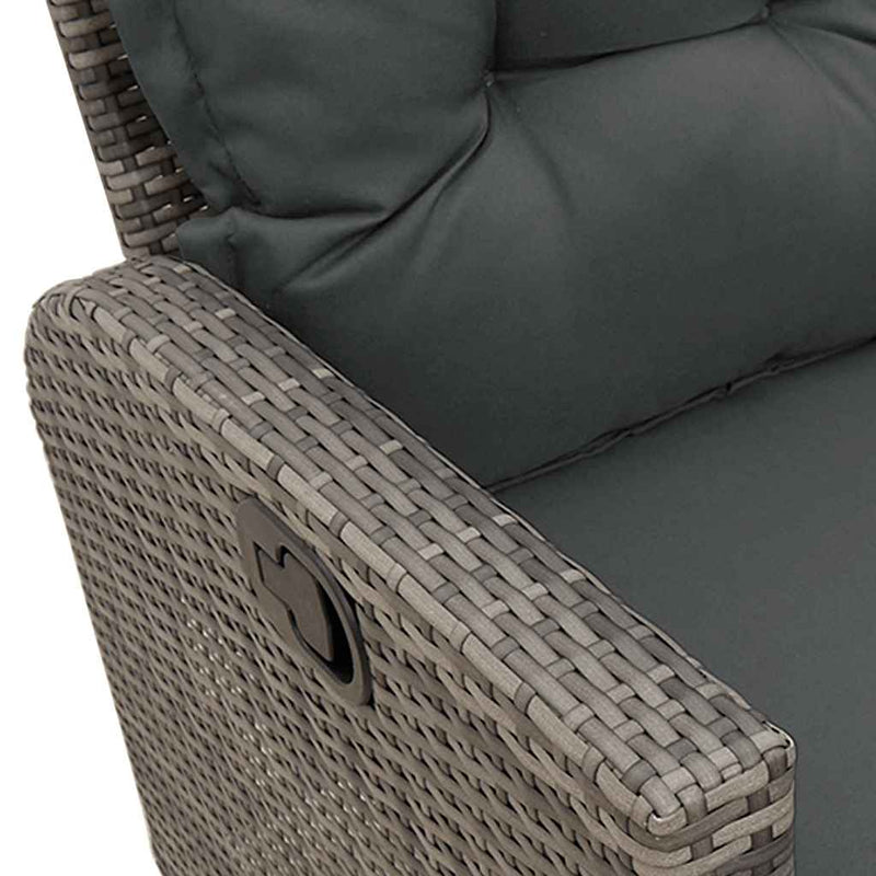 vidaXL Reclining Garden Sofa with Cushions L-shaped Grey Poly Rattan