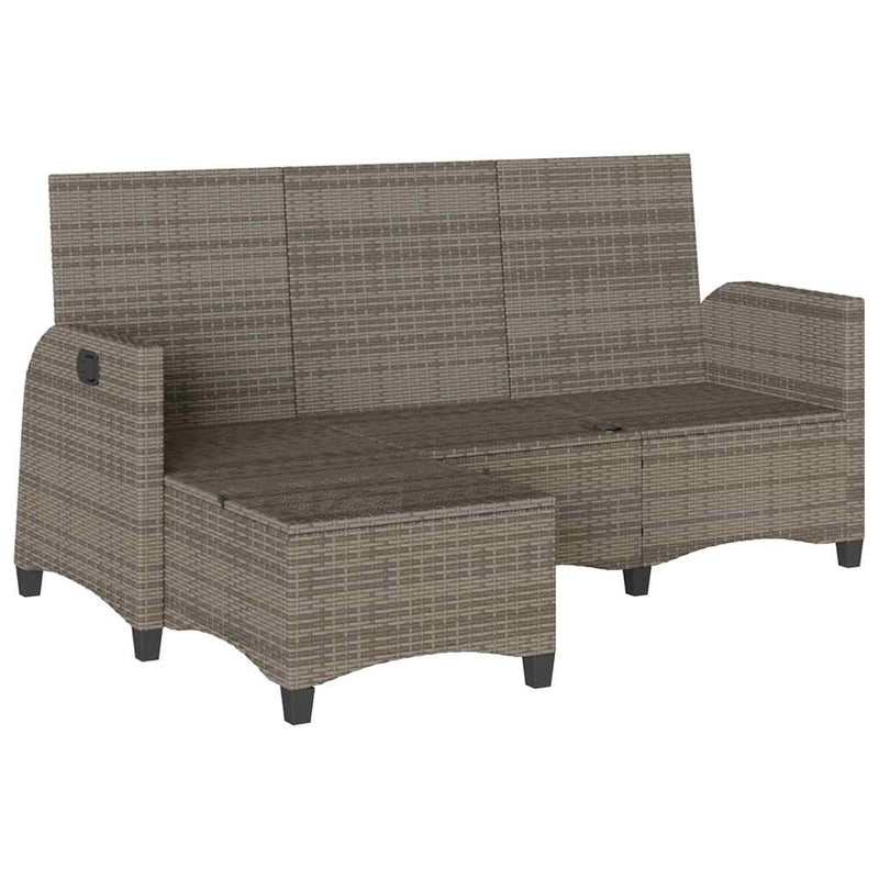 Reclining Garden Sofa with Cushions L-shaped Grey Poly Rattan