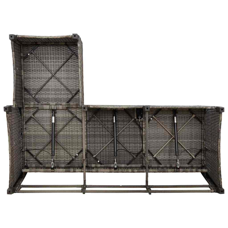 Reclining Garden Sofa with Cushions L-shaped Grey Poly Rattan