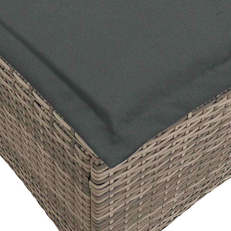 vidaXL Reclining Garden Sofa with Cushions L-shaped Grey Poly Rattan