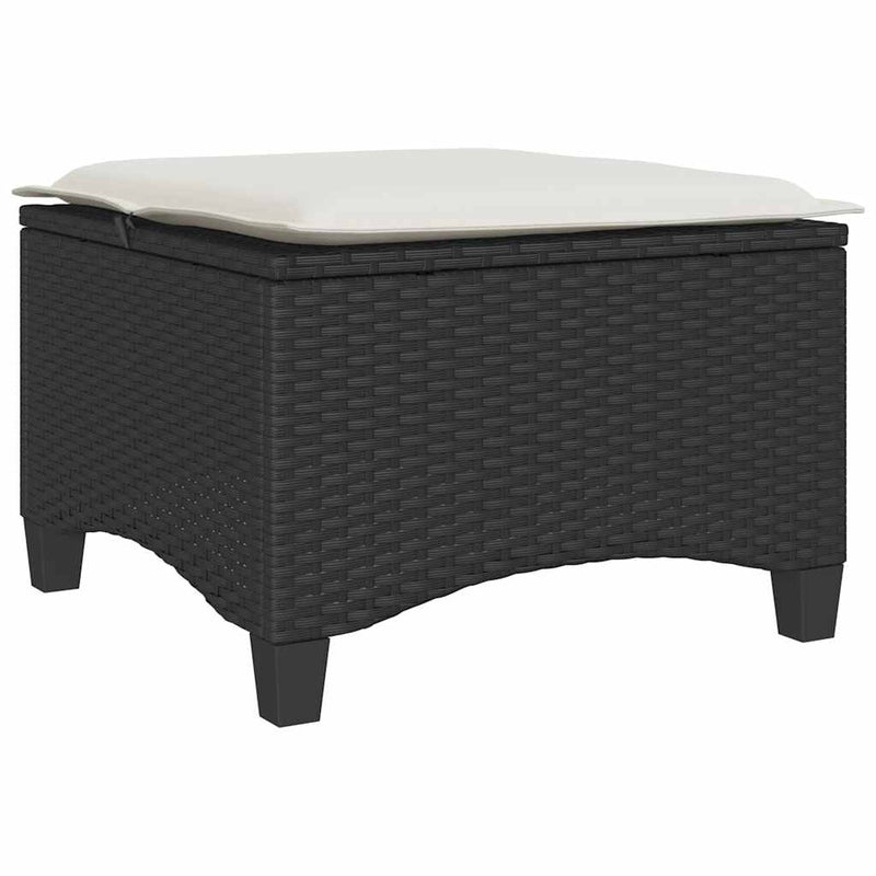 vidaXL Garden Stools with Cushions 2 pcs Black 55x55x36 cm Poly Rattan