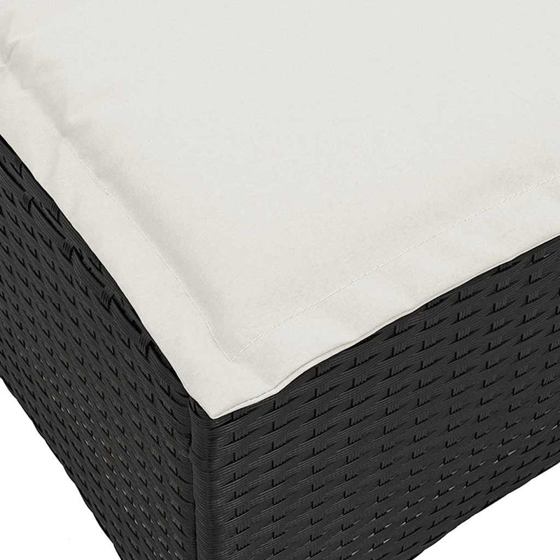 vidaXL Garden Stools with Cushions 2 pcs Black 55x55x36 cm Poly Rattan