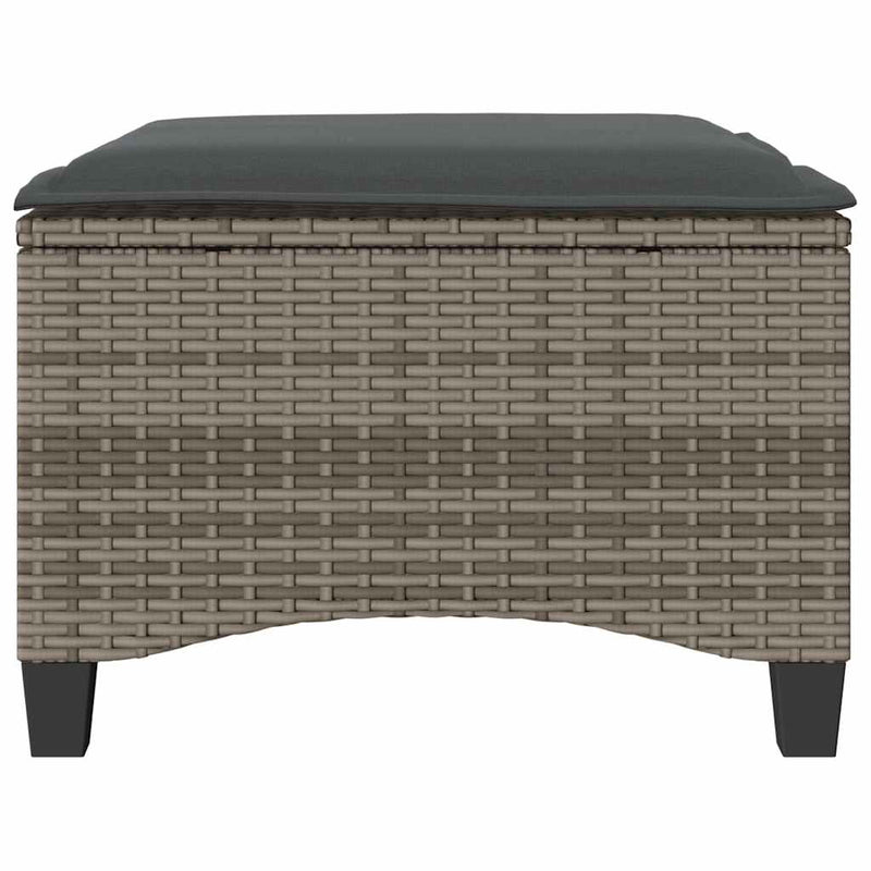 vidaXL Garden Stools with Cushions 2 pcs Grey 55x55x36 cm Poly Rattan