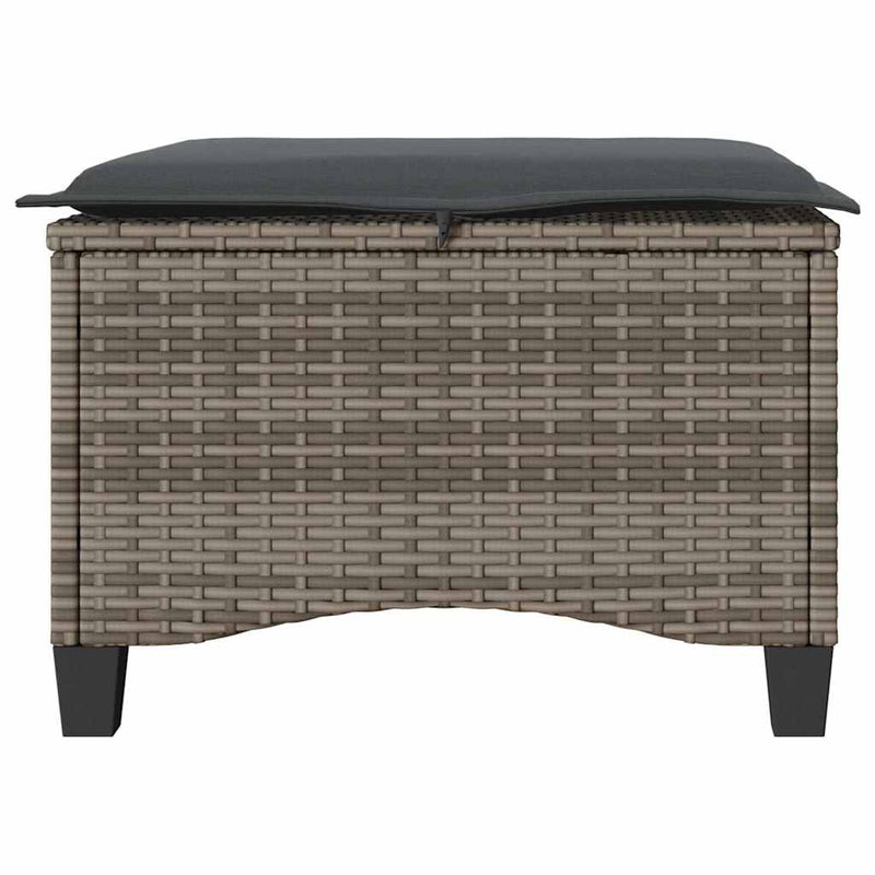 vidaXL Garden Stools with Cushions 2 pcs Grey 55x55x36 cm Poly Rattan