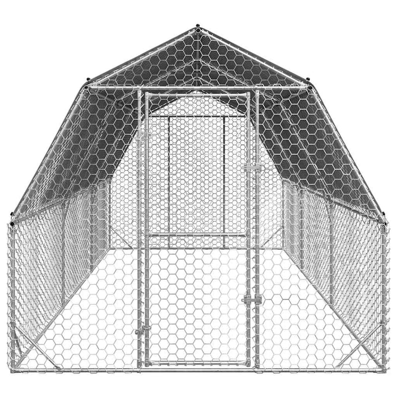 vidaXL Chicken Run with Roof 2.5x6x2.25 m Galvanised Steel