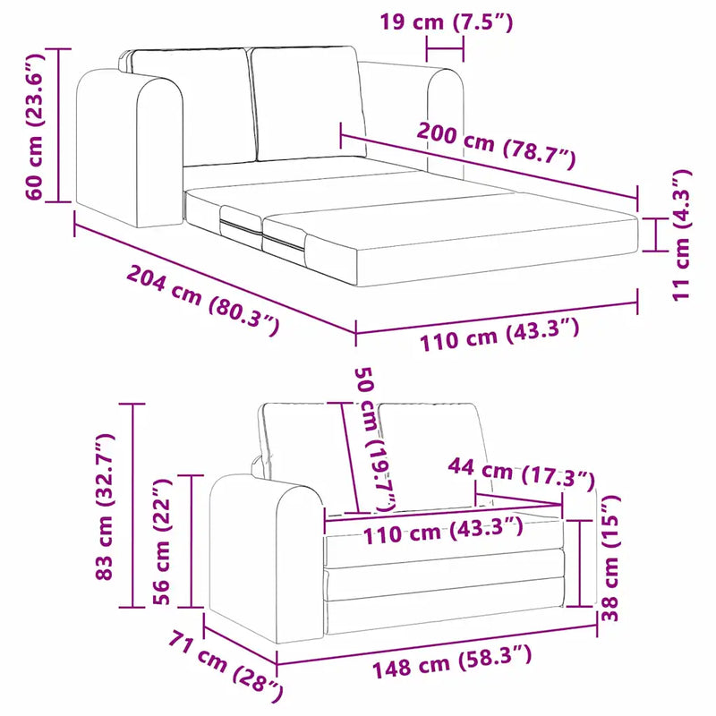Sofa Bed 60cm Dark Grey Velvet