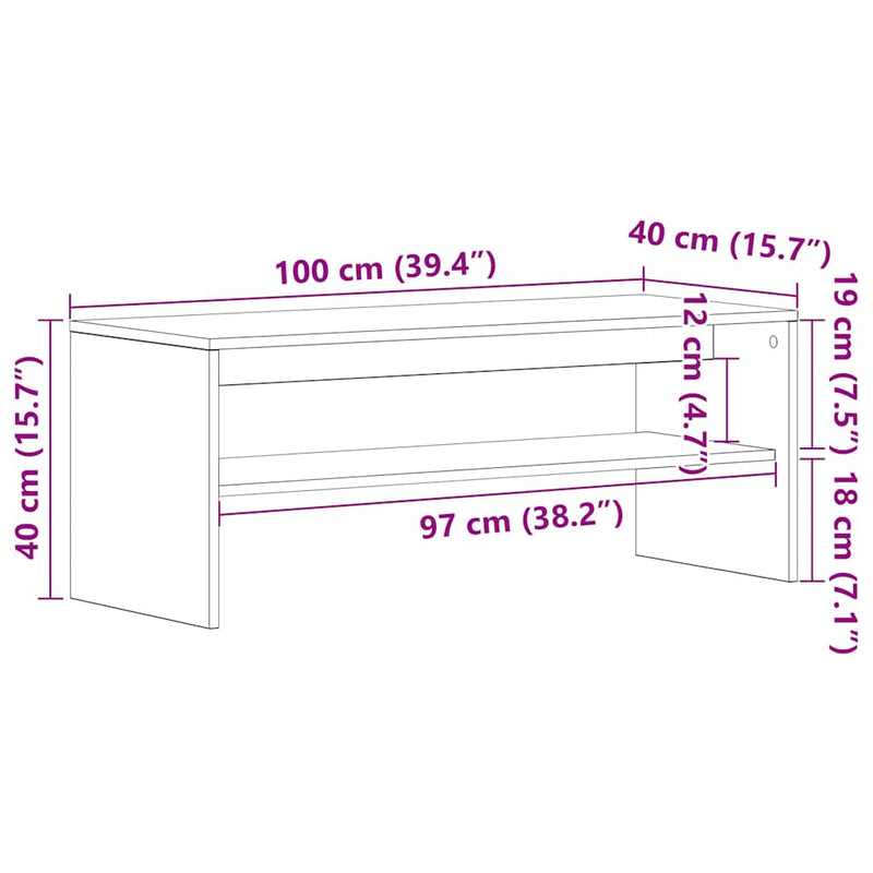 vidaXL TV Cabinet White 100x40x40 cm Engineered Wood