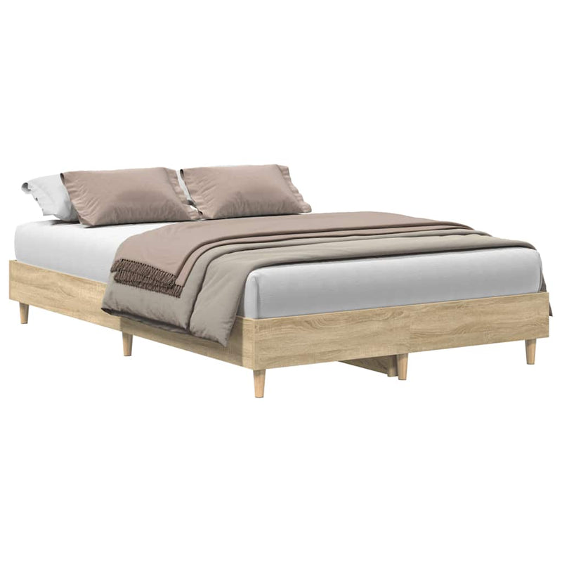 vidaXL Bed Frame No Mattress Sonoma Oak 135x190 cm Engineered Wood