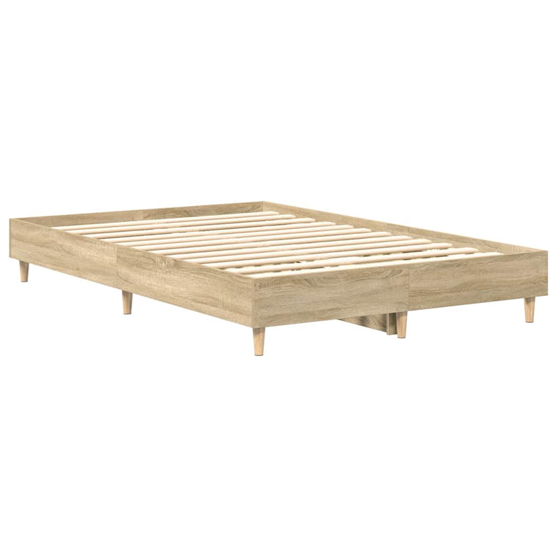vidaXL Bed Frame No Mattress Sonoma Oak 135x190 cm Engineered Wood