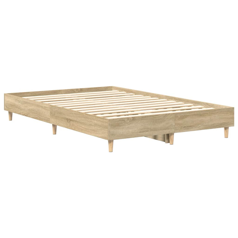 vidaXL Bed Frame No Mattress Sonoma Oak 135x190 cm Engineered Wood