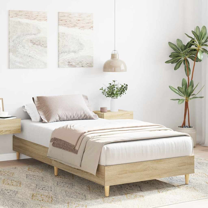 vidaXL Bed Frame No Mattress Sonoma Oak 90x190 cm Engineered Wood