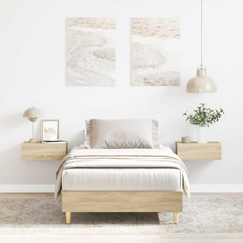 vidaXL Bed Frame No Mattress Sonoma Oak 90x190 cm Engineered Wood