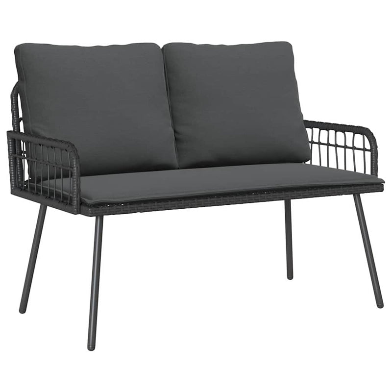 vidaXL Garden Dining Set with Cushion 2 pcs Black Poly Rattan