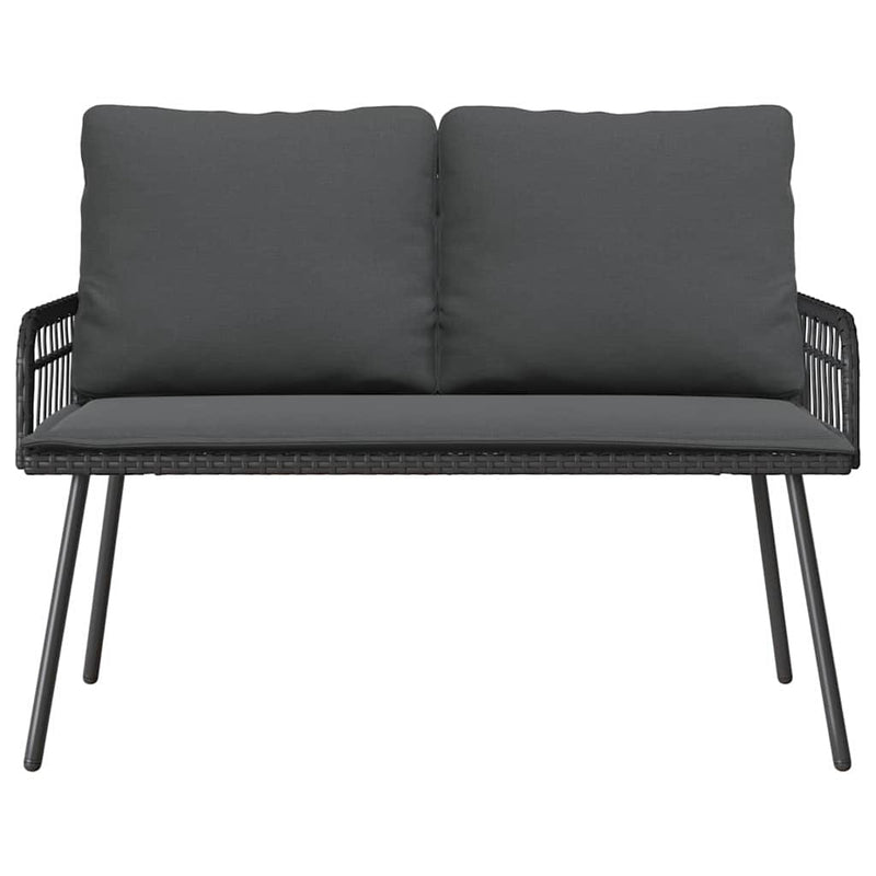 vidaXL Garden Dining Set with Cushion 2 pcs Black Poly Rattan