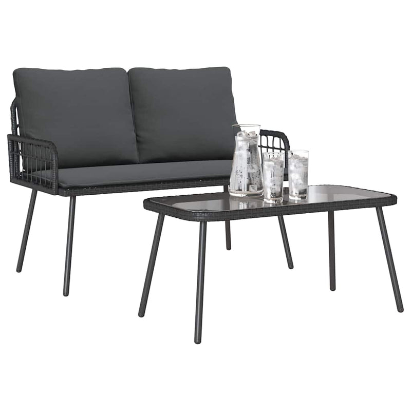 vidaXL Garden Dining Set 2 pcs Black Poly Rattan